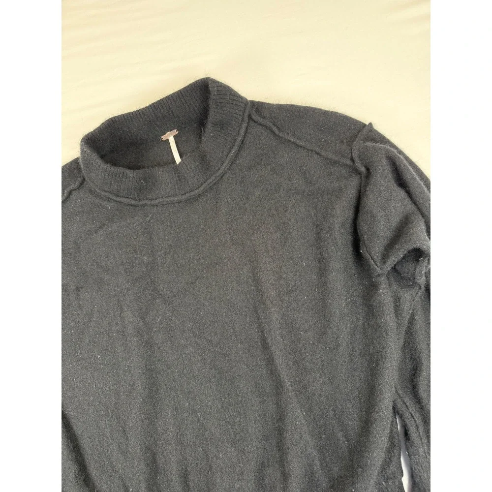 100% Cashmere Free People Womens Mock‎ Neck Sweater Black Size L